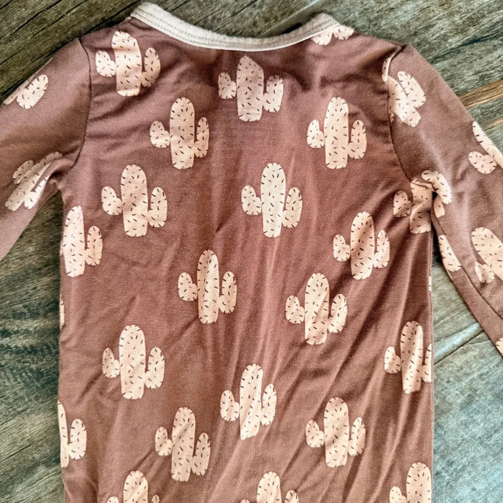 House of Henry Baby Bamboo Cactus Loveralls Jammy Sleeper, Clay Brown, 3-6 mo